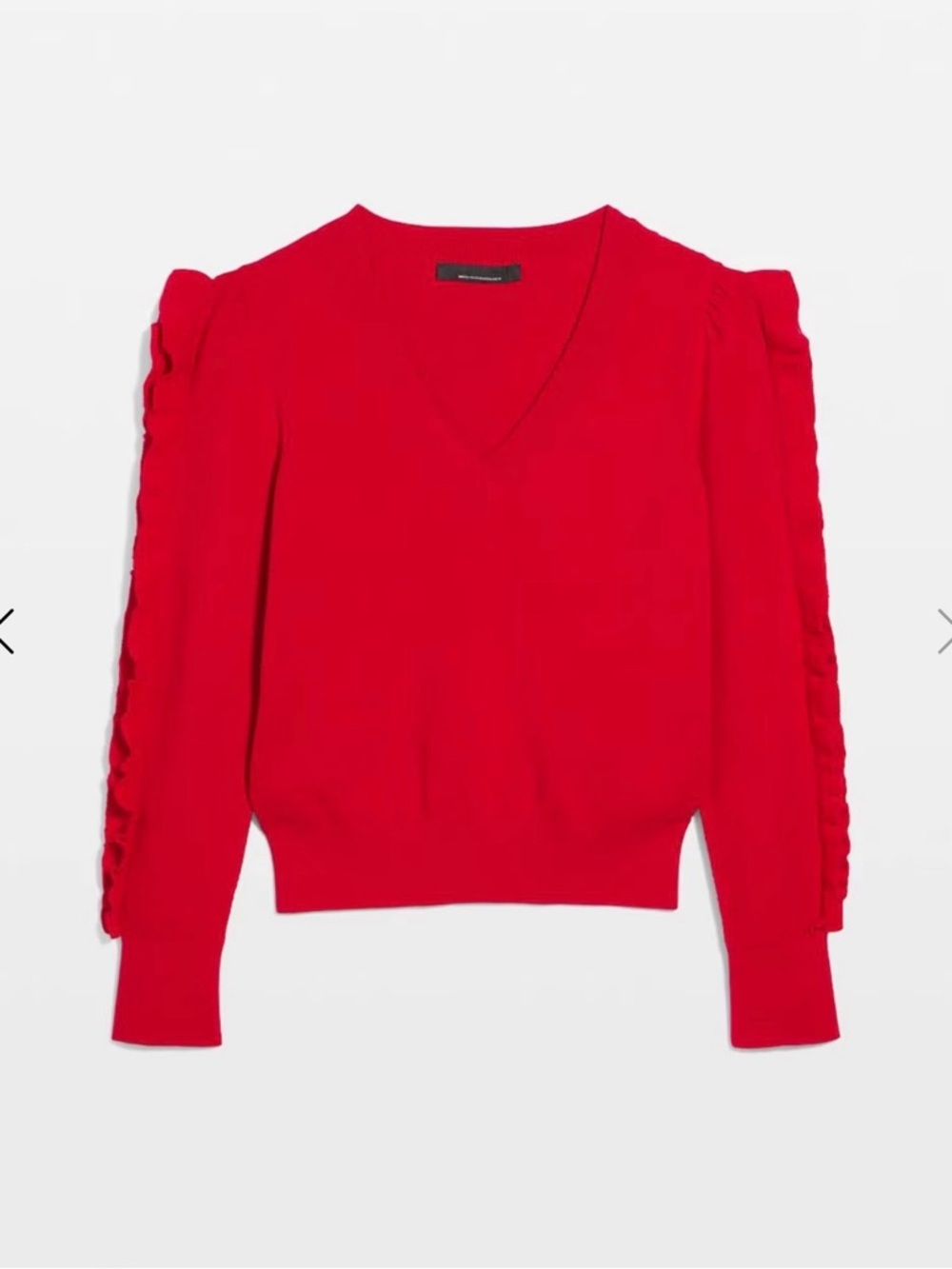 *NWT* WHBM Bright Red V-Neck Sweater with Ruffle Sleeves - XL